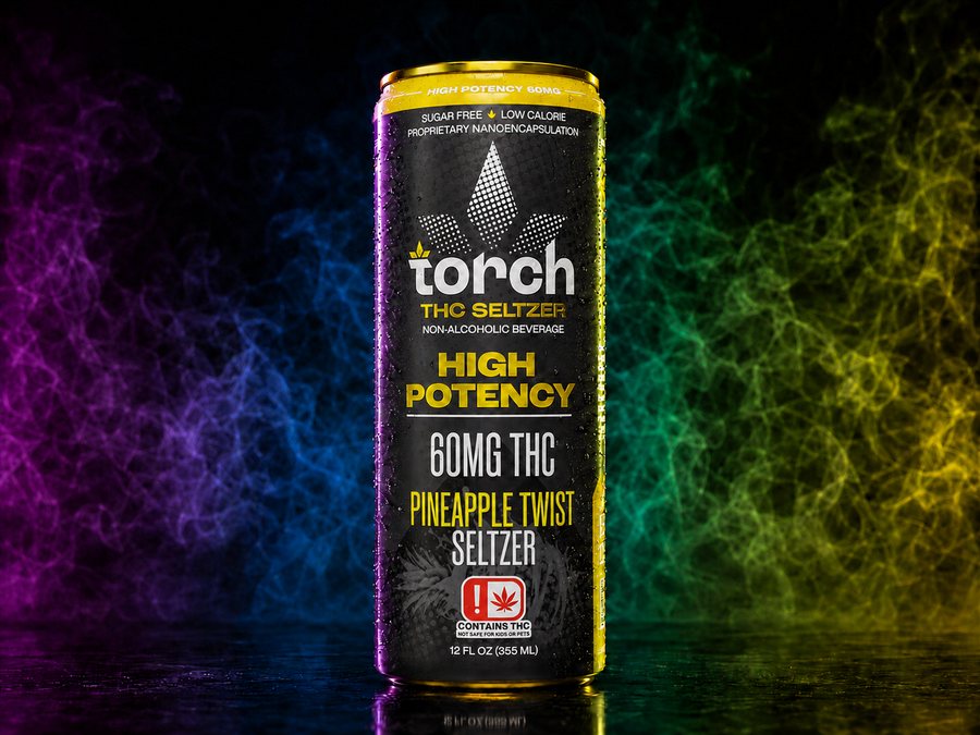 Torch Pineapple Twist 60mg high-potency THC seltzer can at iSmokee smoke shop in Orlando & Kissimmee