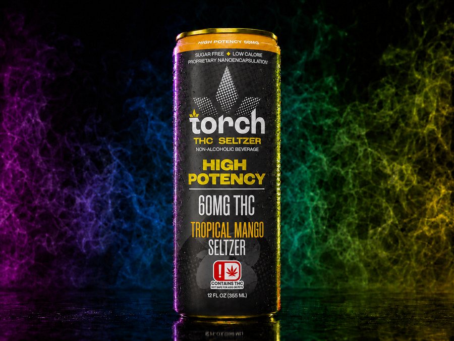 Torch Tropical Mango 60mg high-potency THC seltzer can at iSmokee smoke shop in Orlando & Kissimmee